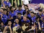 Shane Warne and Rajasthan Royals after winning the IPL trophy in 2008.&nbsp;