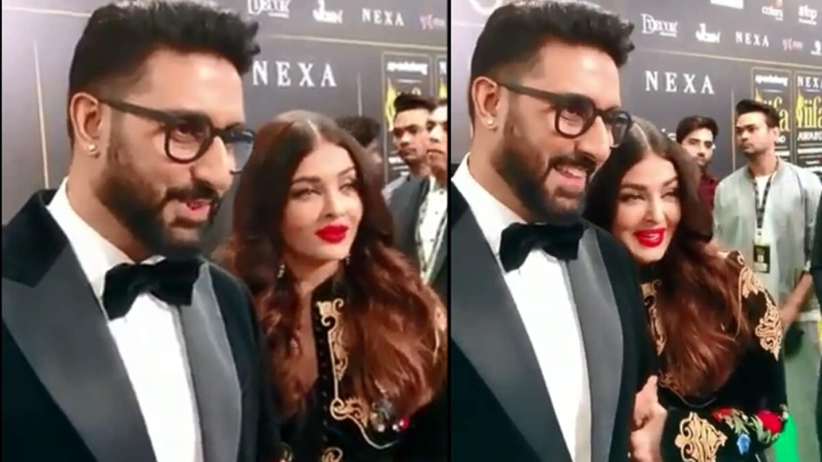 Aishwarya Rai buries her face in Abhishek Bachchan’s arm on being reminded they’ve been married 15 years. Watch