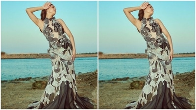 Sharvari played muse to fashion designer Abhishek Sharma and picked a black and silver gown. (Instagram/@sharvari)