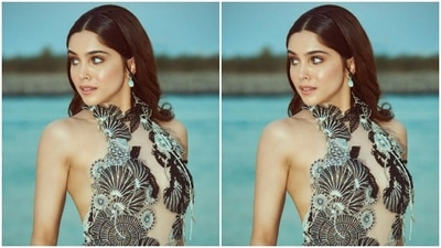 Sharvari further accessorised her look for the day in minimal earrings embedded with emerald stones and white pearls from the shelves of Mahesh Notandass Fine Jewellery. (Instagram/@sharvari)