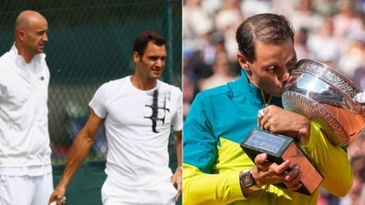 Roger Federer with his coach Ivan Ljubicic; Rafael Nadal Roger Federer with his coach Ivan Ljubicic; Rafael Nadal