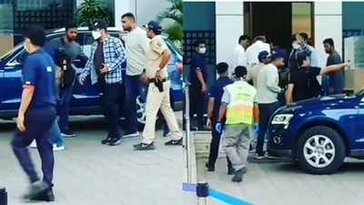Salman Khan with police security at Mumbai's Kalina airport,