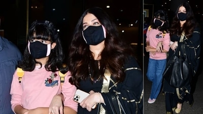 Aaradhya Bachchan and Aishwarya Rai upon their arrival at the Mumbai airport. Aaradhya Bachchan and Aishwarya Rai upon their arrival at the Mumbai airport. 