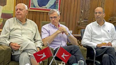 Omar said the local consumption parts of the speech would never find any mention in any press release issued by the party and “the wider population of J-K was none the wiser about some of the points made in the speeches”. (Mohammad Amin War) Omar said the local consumption parts of the speech would never find any mention in any press release issued by the party and “the wider population of J-K was none the wiser about some of the points made in the speeches”. (Mohammad Amin War)