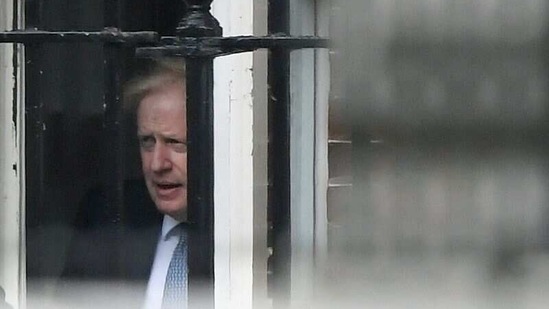 British Prime Minister Boris Johnson leaves from the back entrance of Downing Street in London, Britain.(REUTERS)
