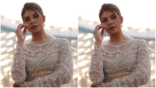 In white pearl ear studs from the shelves of Diosa Paris by Darshan Dave, Jacqueline accessorised her look and added more glam to it.(Instagram/@jacquelinef143)