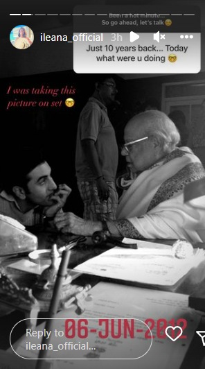 Ileana D'Cruz shares pic from Barfi!'s set.