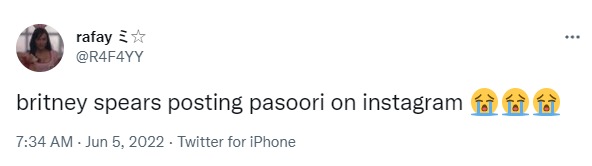 This user was emotional when Britney Spears shared a video featuring Pasoori. This user was emotional when Britney Spears shared a video featuring Pasoori.