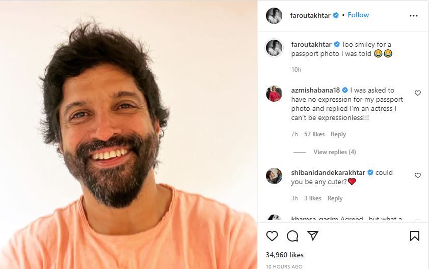 Farhan posted his close up picture.