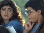Shilpa Shetty and Shah Rukh Khan in Baazigar.