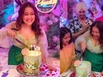 Neha Kakkar during her cake-cutting ceremony. Neha Kakkar during her cake-cutting ceremony.