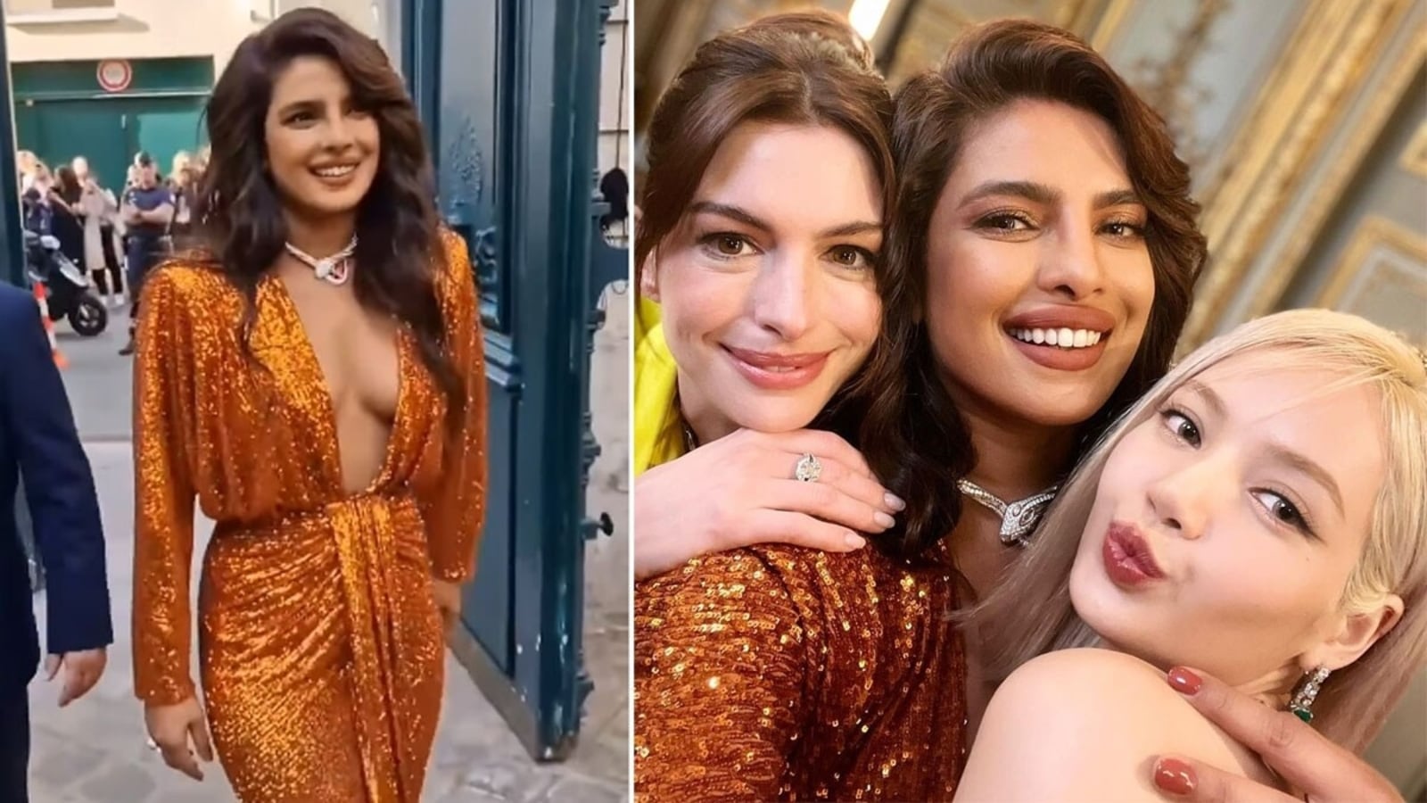 Prinky Sing Xxx - Priyanka Chopra bonds with Anne Hathaway and BLACKPINK's Lisa in Paris. See  pics | Bollywood - Hindustan Times