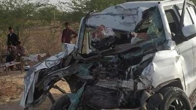 Eight people were killed and one injured in a road accident near GudaMalani area in Rajasthan’s Barmer late on Monday night. (HT PHOTO.)