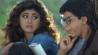 Shilpa Shetty and Shah Rukh Khan in Baazigar.