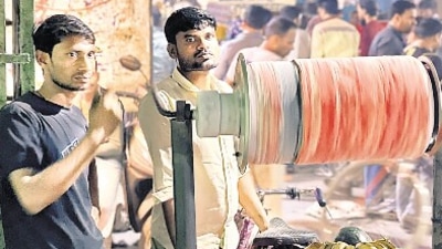 the ice cream cart in a corner of a line in Rani Garden,