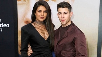 Priyanka Chopra and Nick Jonas at the premiere of Chasing Happiness in Los Angeles in 2019. (AP)