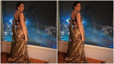 Coming to the outfit, Sobhita's saree is sustainably made and from the shelves of the clothing label Akaaro. It is handwoven in fine silk and zari on a traditional loom in central India and comes in a rustic golden hue. The six yards is lightweight, making it a perfect pick for attending events all year round. (Instagram)