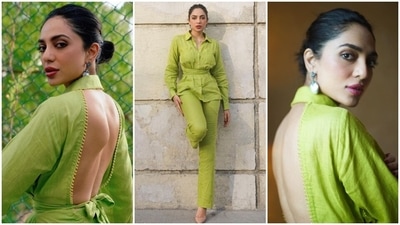 Earlier, Sobhita had dropped pictures of herself from another photoshoot for Major promotions. She donned a pastel green-toned backless shirt and high-waisted pants combo and styled it with minimal jewels and makeup. Which look do you like the best? (Instagram)