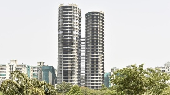 A view of Supertech Twin Towers in Noida.&nbsp;