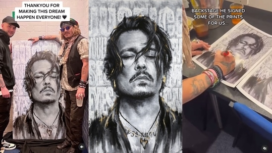 Fan paints portrait of Johnny Depp and gifts it to the actor