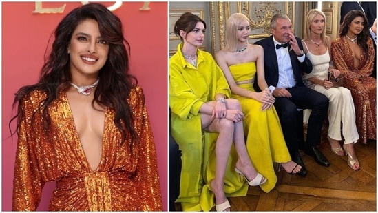 Priyanka Chopra in plunging neck dress worth ₹1 lakh stuns at Bulgari event  | Fashion Trends - Hindustan Times