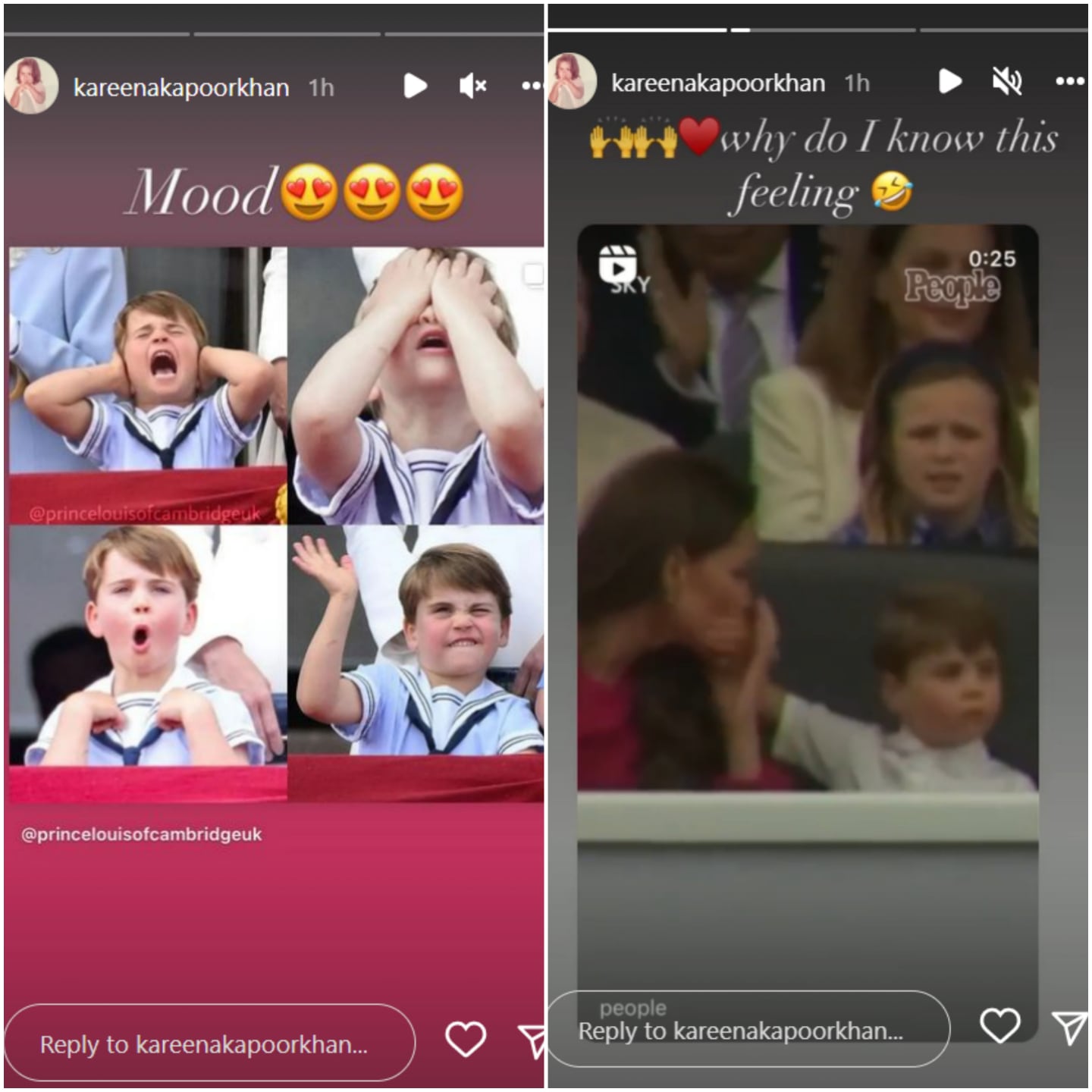 Kareena Kapoor's Instagram Stories about Prince Louis.