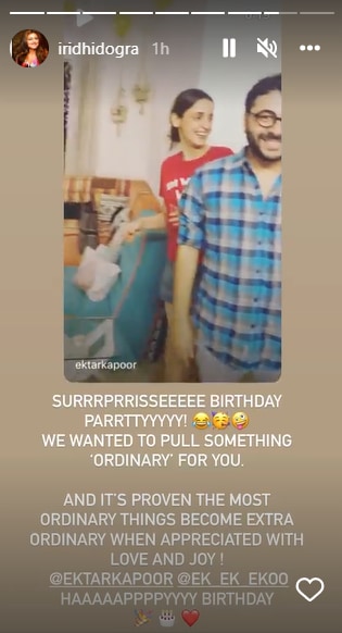 Ridhi Dogra on Ekta Kapoor's birthday.