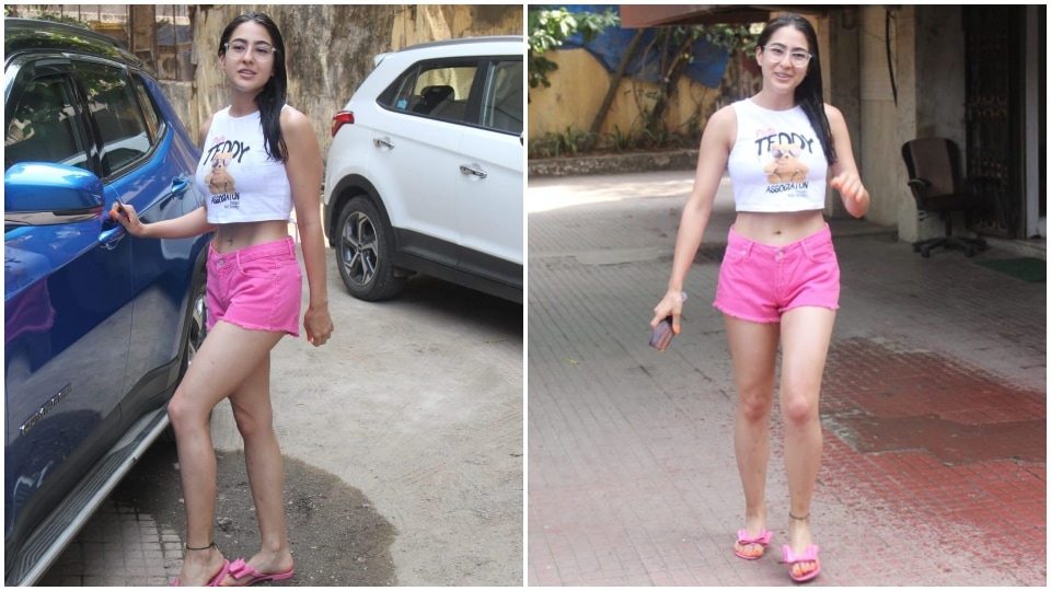 Sara Ali Khan in a tank top and shorts. (HT Photo/Varinder Chawla) Sara Ali Khan in a tank top and shorts. (HT Photo/Varinder Chawla)
