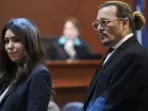 A picture of Camille Vasquez and Johnny Depp from the trial. A picture of Camille Vasquez and Johnny Depp from the trial.