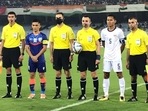 The incident took place as both the teams lined up for the national anthem. (Indian Football Team) The incident took place as both the teams lined up for the national anthem. (Indian Football Team)