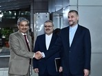 Iran foreign minister Hossein Amir-Abdollahian (right).