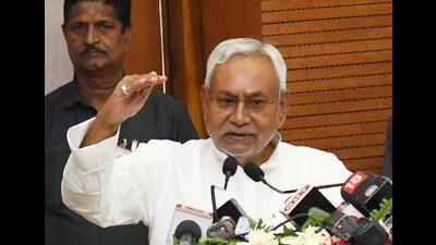 Bihar chief minister Nitish Kumar during an event to release the Bihar Textile and Leather Policy 2022 in Patna, on Wednesday. (Santosh Kumar/HT Photo)