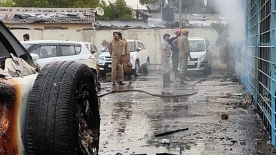 A fire broke out at the electric motor parking at Jamia Nagar, in Delhi on Wednesday. (ANI Photo) A fire broke out at the electric motor parking at Jamia Nagar, in Delhi on Wednesday. (ANI Photo)