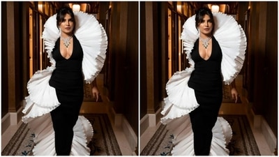 Priyanka played muse to fashion designer Robert Wun and picked a contrast dove gown from the shelves of the designer. (Instagram/@priyankachopra)