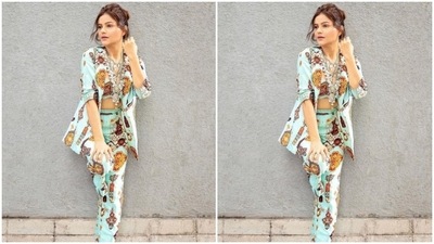 Styled by fashion stylist Ashna Makhijani Shah, Rubina wore her tresses into a bun with strands of hair left open around her face. (Instagram/@rubinadilaik)