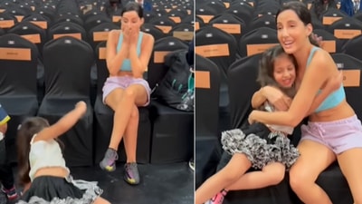 Nora Fatehi with her little fan.