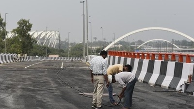 A large part of the project has been completed, but the construction work on a 700m-long stretch is yet to start. (HT Archive)