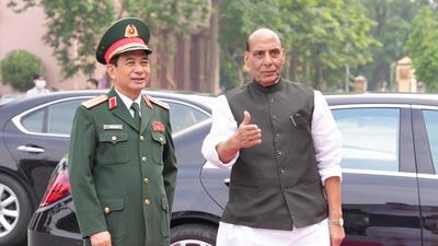 Union defence minister Rajnath Singh is on a three-day visit to Vietnam to strengthen defence engagements between the two countries (Twitter/rajnathsingh) Union defence minister Rajnath Singh is on a three-day visit to Vietnam to strengthen defence engagements between the two countries (Twitter/rajnathsingh)