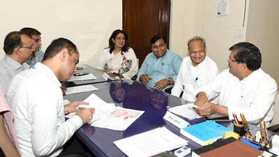 Congress nominee Mukul Wasnik accompanied by Rajasthan chief minister Ashok Gehlot and others during filing his nomination papers for the upcoming Rajya Sabha elections. (ANI) Congress nominee Mukul Wasnik accompanied by Rajasthan chief minister Ashok Gehlot and others during filing his nomination papers for the upcoming Rajya Sabha elections. (ANI)
