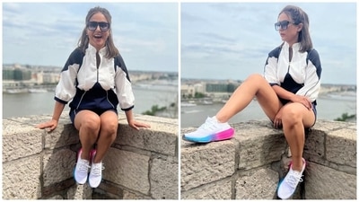 In the end, Hina chose nude lip shade, glowing skin, blushed cheeks and a hint of mascara on the lashes for the glam picks. A sleek half-tied ponytail with a few loose strands sculpting the star's face rounded off her hairdo. What do you think of Hina's holiday look? (Instagram/@realhinakhan) In the end, Hina chose nude lip shade, glowing skin, blushed cheeks and a hint of mascara on the lashes for the glam picks. A sleek half-tied ponytail with a few loose strands sculpting the star's face rounded off her hairdo. What do you think of Hina's holiday look? (Instagram/@realhinakhan)