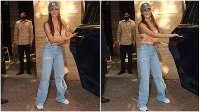On Wednesday, Malaika stepped out of her home in Mumbai in a trendy crop top and denim jeans set. Her fit is the perfect pick for enjoying brunch dates with your girlfriends or casual evening outings with your partner. (HT Photo/Varinder Chawla) On Wednesday, Malaika stepped out of her home in Mumbai in a trendy crop top and denim jeans set. Her fit is the perfect pick for enjoying brunch dates with your girlfriends or casual evening outings with your partner. (HT Photo/Varinder Chawla)