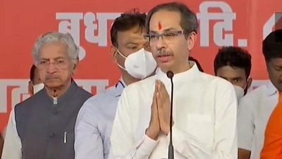 Maharashtra chief minister Uddhav Thackeray at a rally in Aurangabad on Wednesday. (ANI)