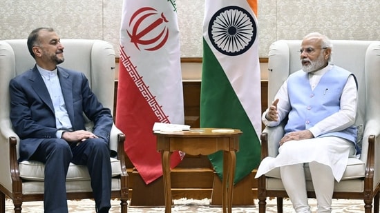 Iranian Foreign Minister Hossein Amirabdollahian meets Prime Minister Narendra Modi, in New Delhi on Wednesday. (ANI Photo/Narendra Modi Twitter)