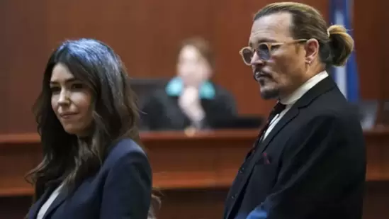 A picture of Camille Vasquez and Johnny Depp from the trial. A picture of Camille Vasquez and Johnny Depp from the trial.