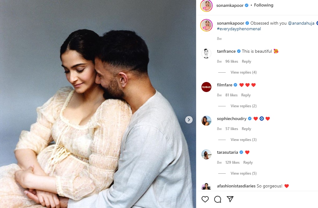 Actor Sonam Kapoor and her businessman husband Anand Ahuja are expecting their first child together.
