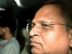 Delhi minister Satyendar Jain leaving with an ED team from the Rouse Avenue court complex.(ANI) Delhi minister Satyendar Jain leaving with an ED team from the Rouse Avenue court complex.(ANI)