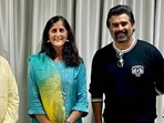 R Madhavan and Nambi Narayanan with astronaut Sunita Williams. R Madhavan and Nambi Narayanan with astronaut Sunita Williams.