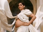 Birthday girl Sonam Kapoor displays baby bump in ivory blouse and skirt set for regal pregnancy photoshoot Birthday girl Sonam Kapoor displays baby bump in ivory blouse and skirt set for regal pregnancy photoshoot