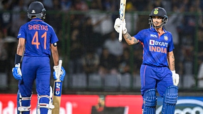 New Delhi: Indian cricket team player Ishan Kishan raises his bat to celebrate his half-century during the first T20 cricket match between India and South Africa (PTI) New Delhi: Indian cricket team player Ishan Kishan raises his bat to celebrate his half-century during the first T20 cricket match between India and South Africa (PTI)