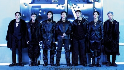BTS members V, Suga Jin, Jungkook, RM, Jimin and J-Hope in Proof concept photos.